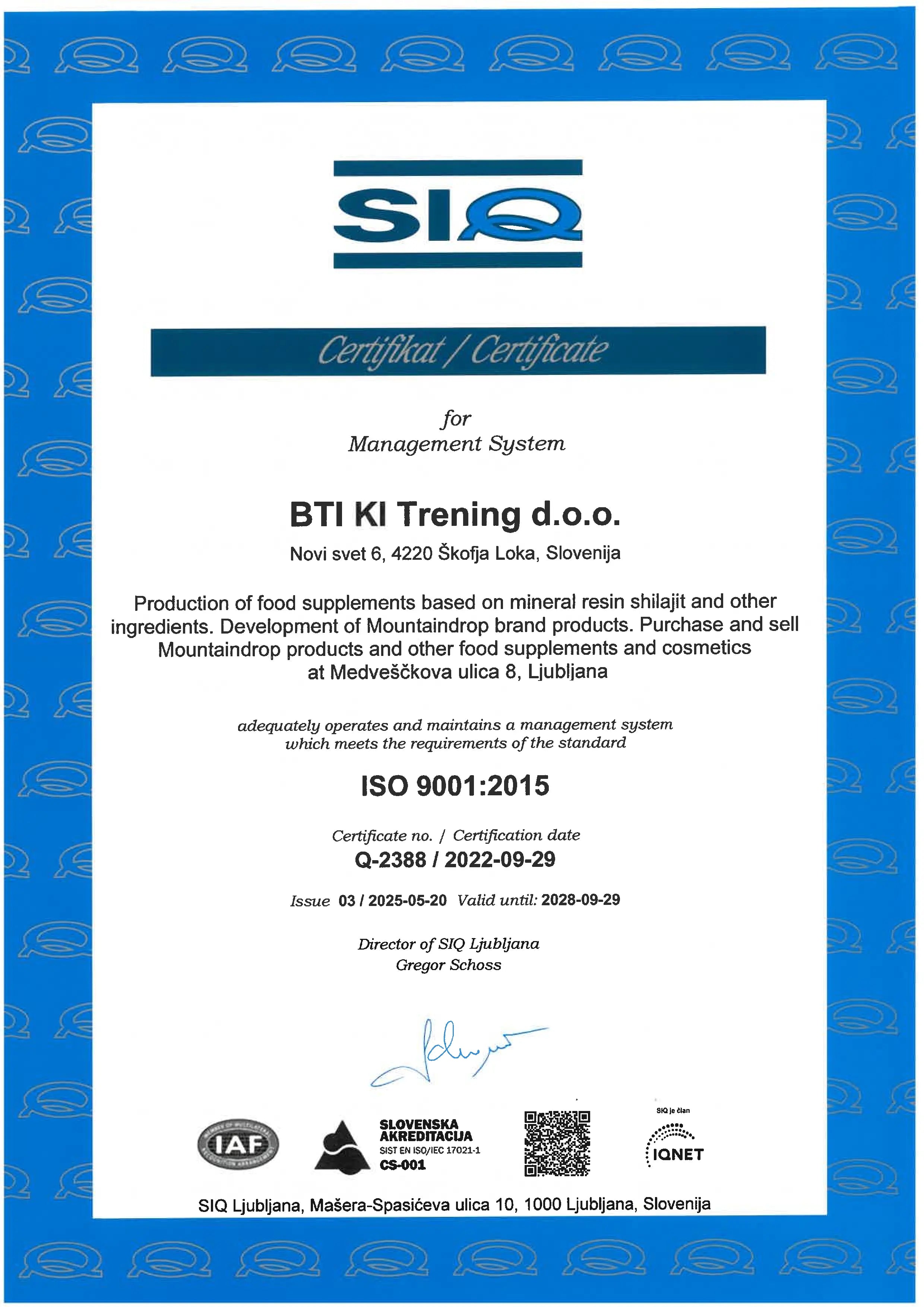 View certification document