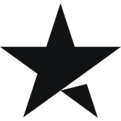 A black five-pointed star with a stylized lower-right point.