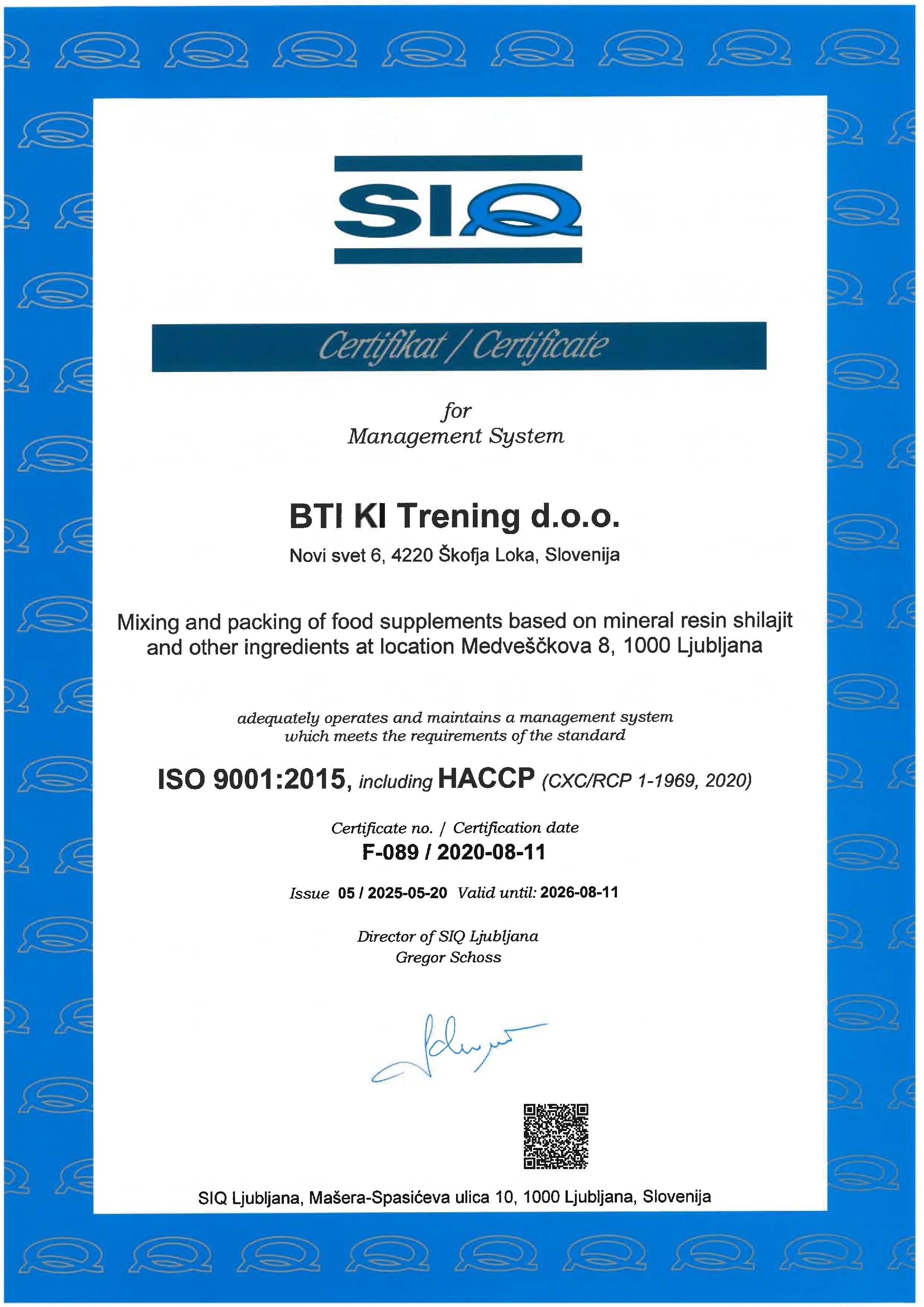 View certification document